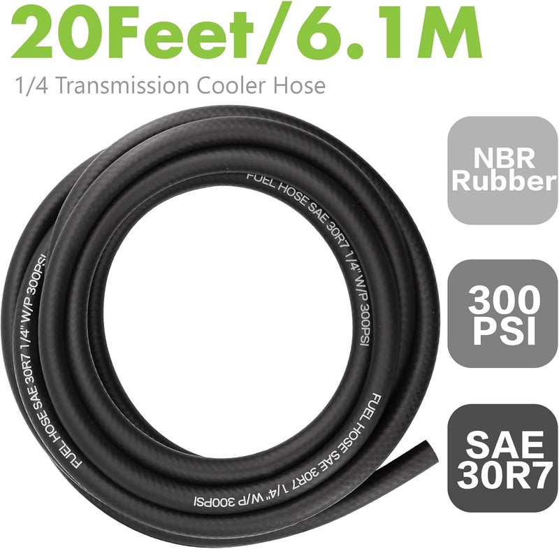 Jeemiter 1/4" ID x 20FT Fuel Line Hose SAE 30R7 Universal Kit - with 10 Clamps for Small Engine Repair - Fits Lawn Mowers, Generators, ATVs, Go Karts - Image 2